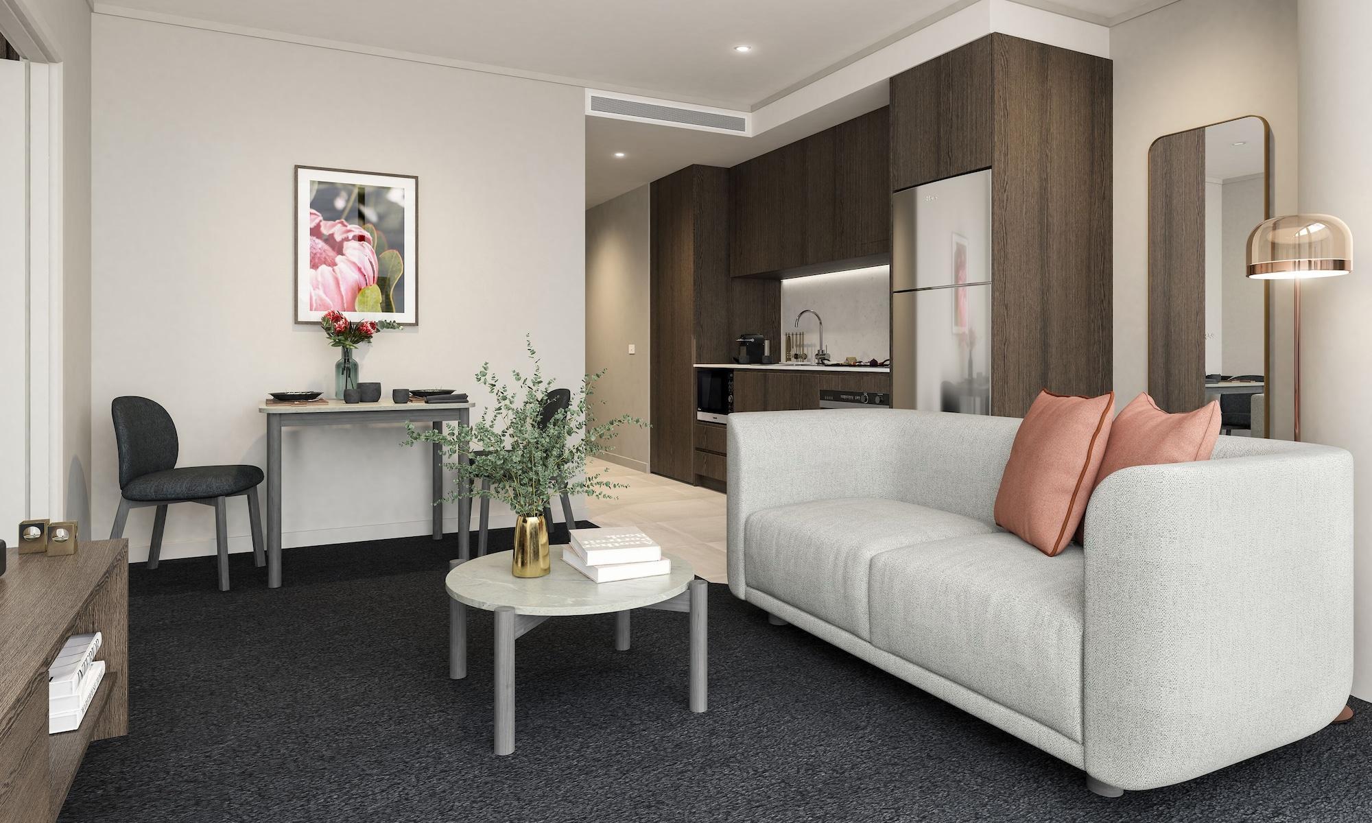 Aparthotel Oakwood Premier Melbourne Exteriér fotografie The interior of a typical apartment at the new residential college