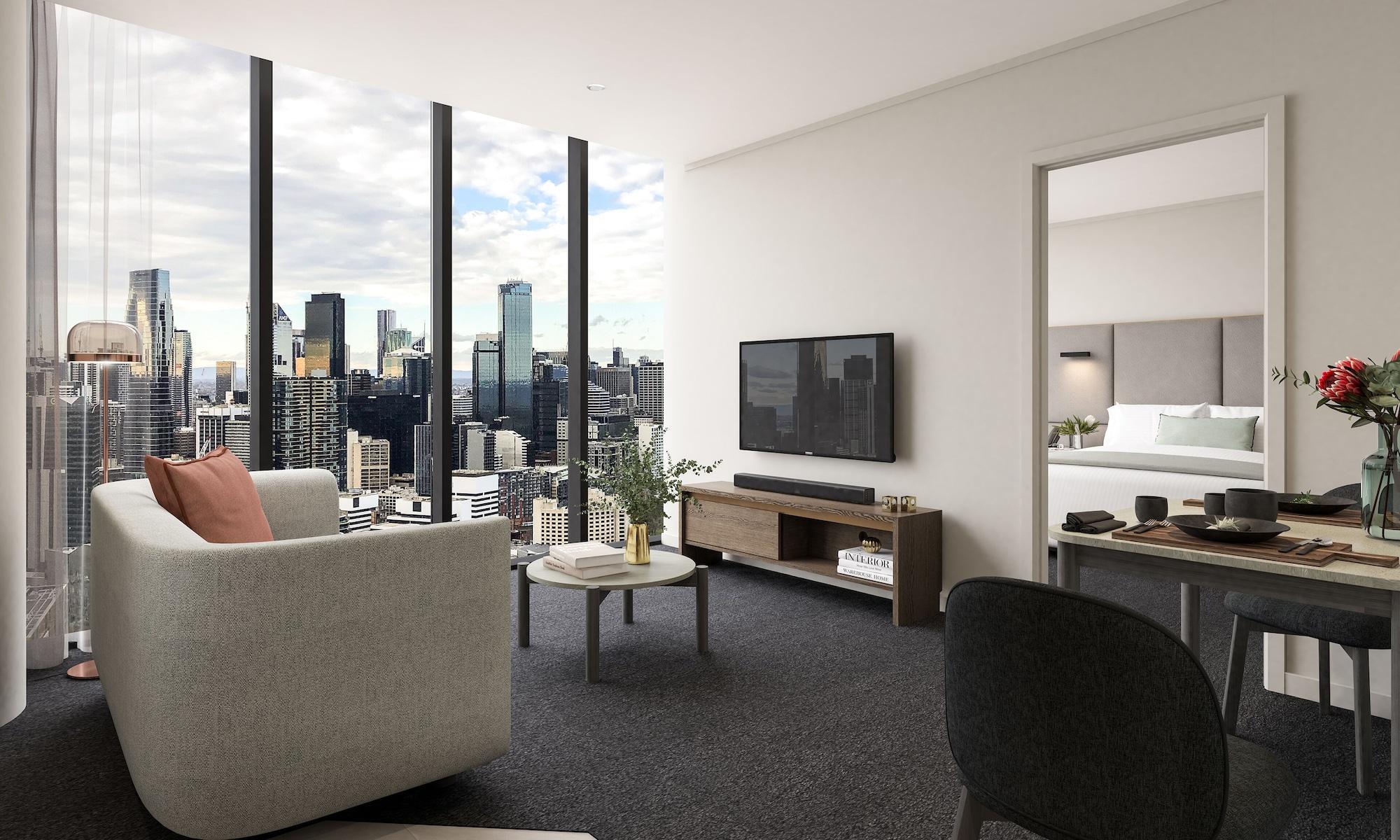 Aparthotel Oakwood Premier Melbourne Exteriér fotografie The interior of a typical apartment